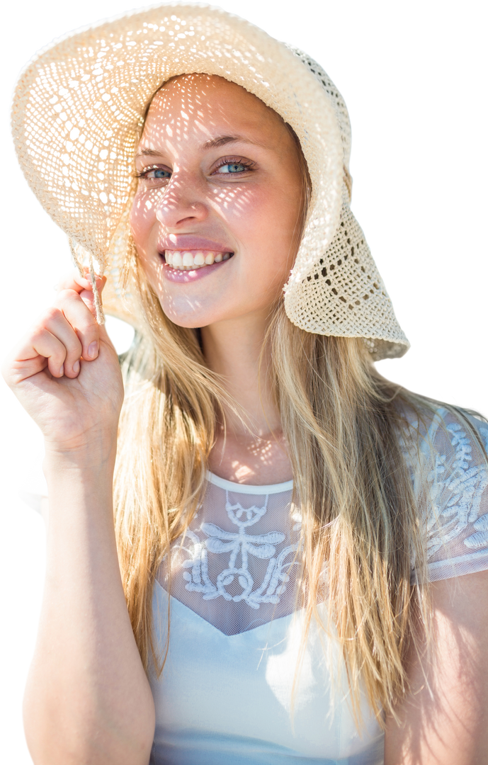 Smiling Woman in Summer Hat on Transparent Background - Download Free Stock Images Pikwizard.com