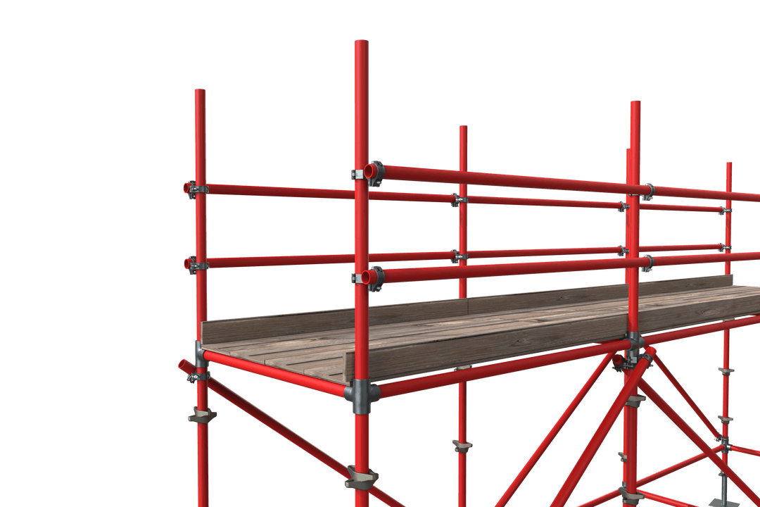 3D Illustration of Transparent Red Metal Scaffold Structure