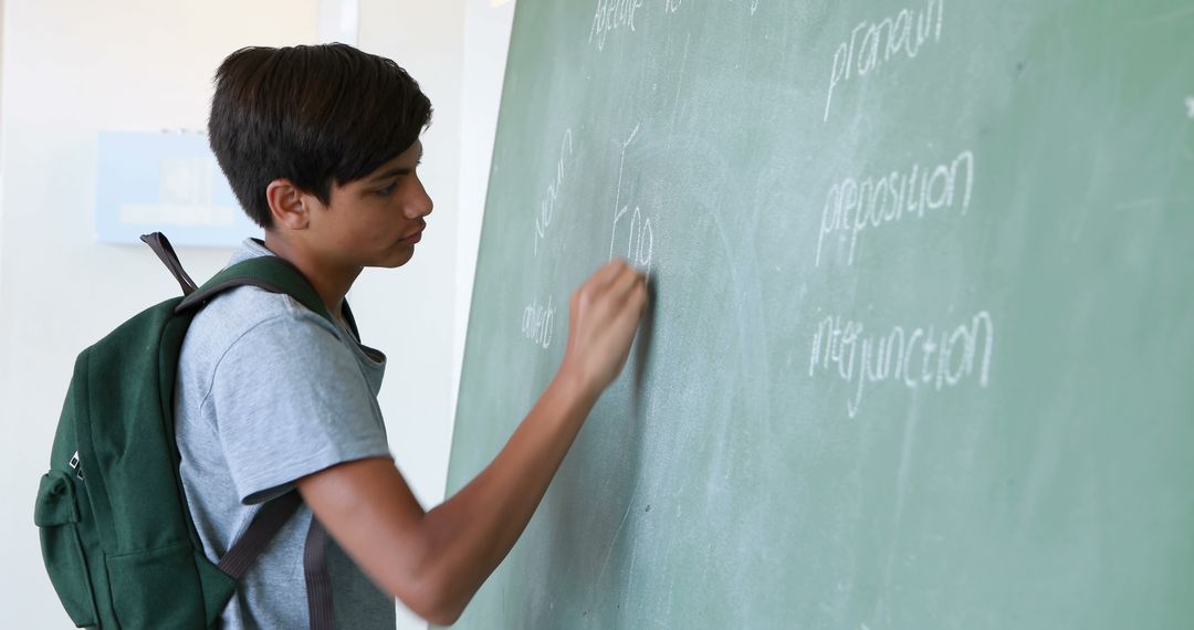 Teenage Student Writing on Chalkboard During Classroom Activity - Free Images, Stock Photos and Pictures on Pikwizard.com