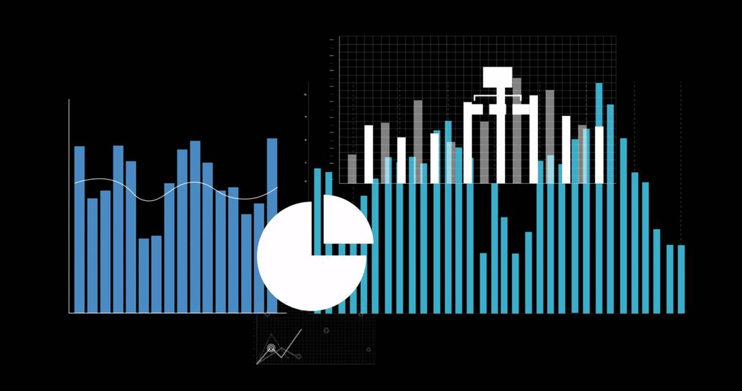 Futuristic Digital Data Analysis Interface on Black Background