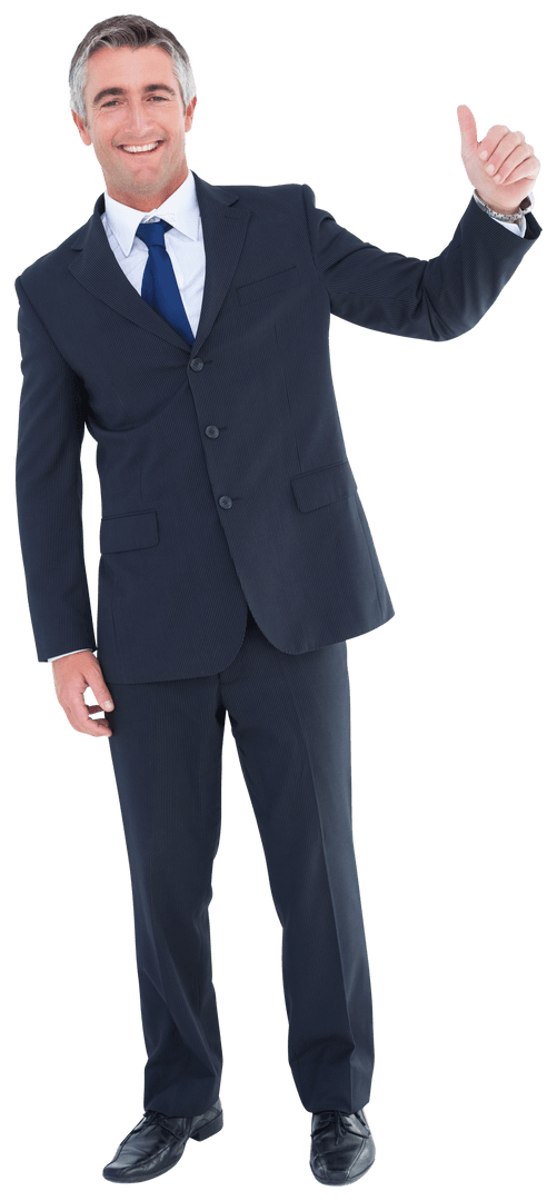 Successful Businessman Giving Thumbs Up in Transparent Background