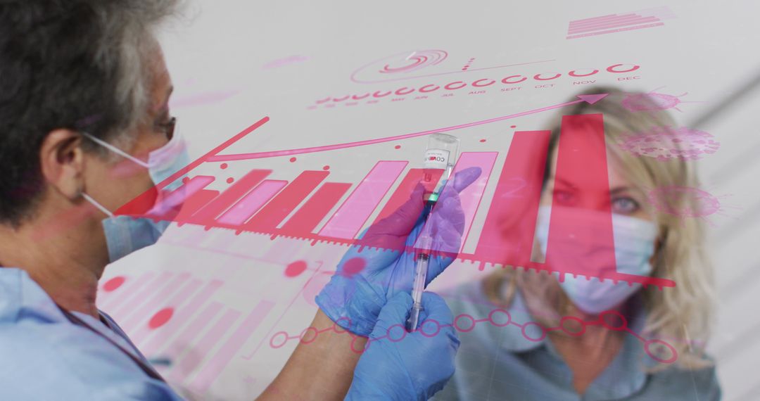 Healthcare Professional Preparing Vaccine Amid Data Presentation