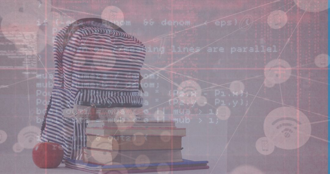 School Bag with Digital Data Code Overlay