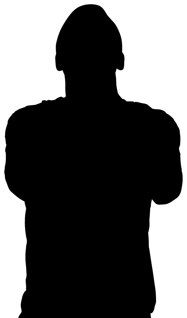 Silhouette of Person Looking Up on Transparent Background