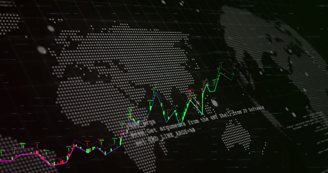 Global Finance Data Display with Digital World Map