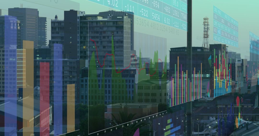 Digital Data Interface Over Urban Sky Study View