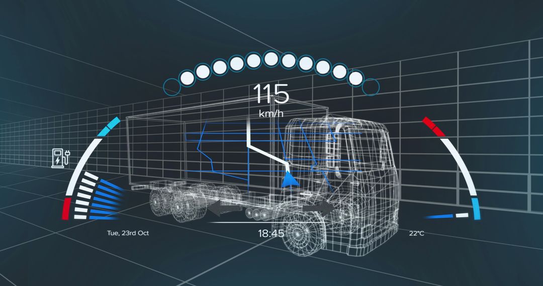 Futuristic Semi-Trailer Truck Digital Simulation Interface