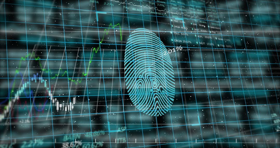 Digital Fingerprint Scanning on Futuristic Analytics Interface