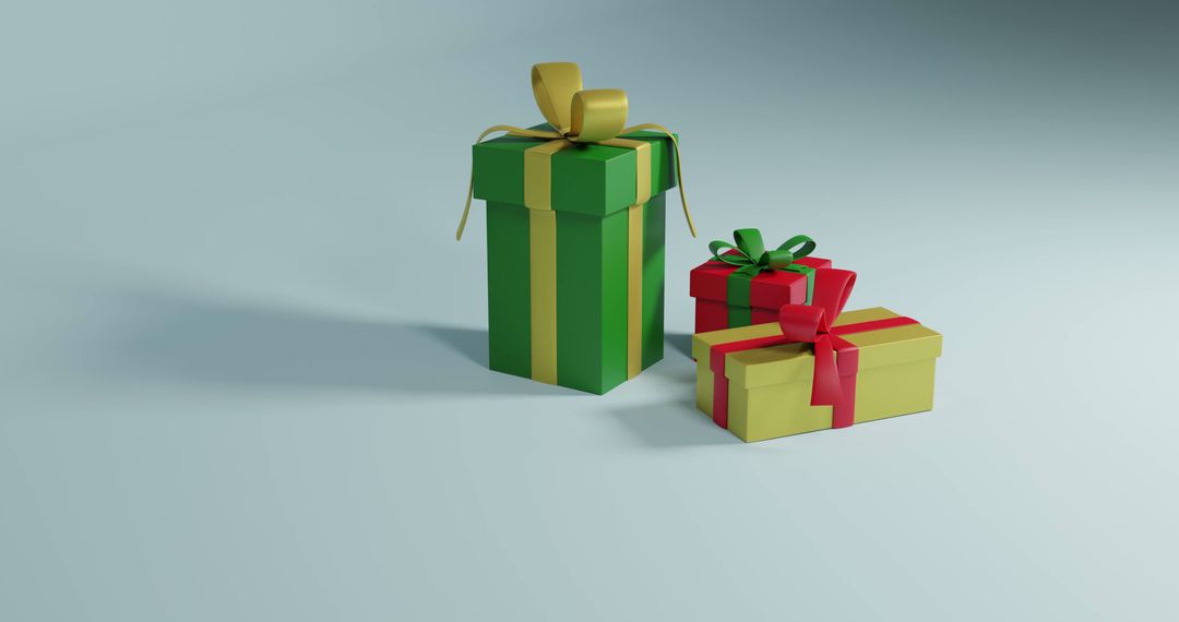 Colorful Christmas Gifts with Copy Space on Gradient Background