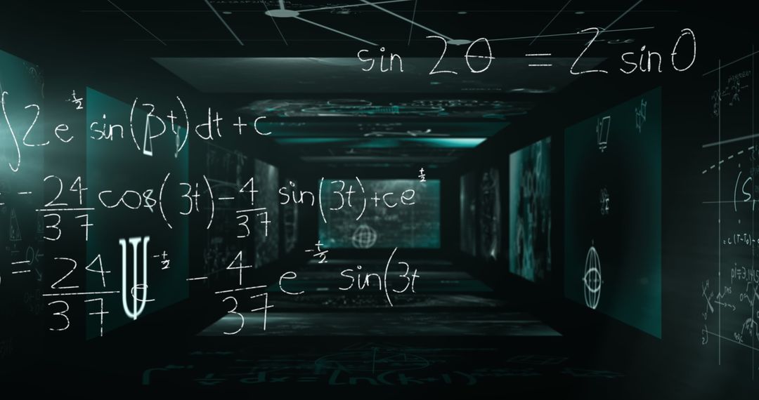 Abstract Mathematical Formulas on Poster Frame