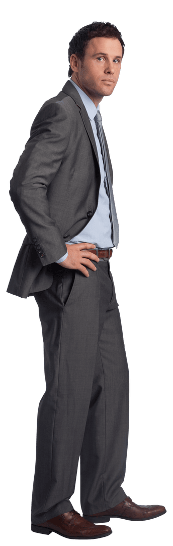 Transparent Serious Businessman in Formal Suit