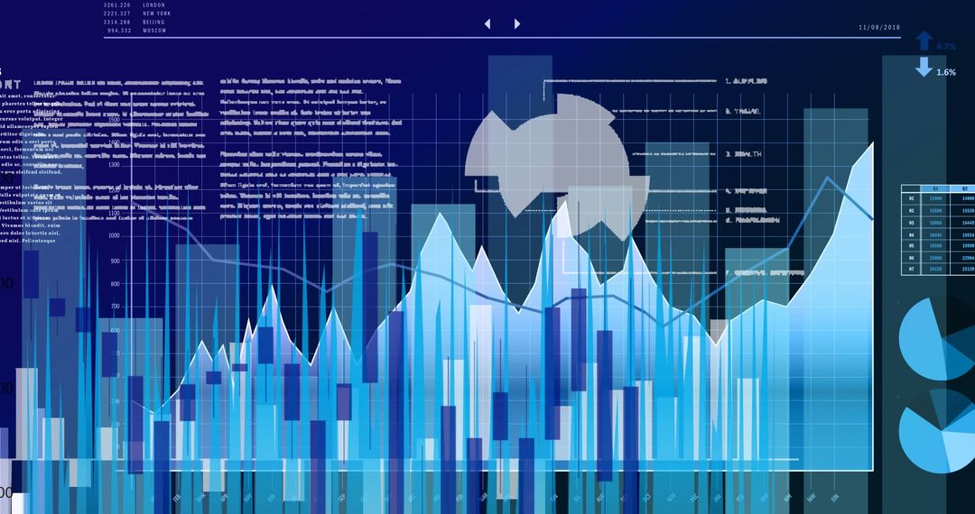 Data Processing Digital Interface with Blue Background