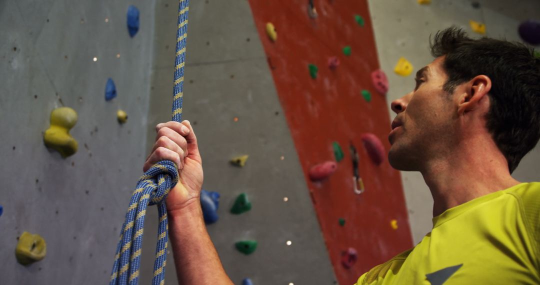 Man Climbing Rock Wall in Indoor Gym - Free Images, Stock Photos and Pictures on Pikwizard.com