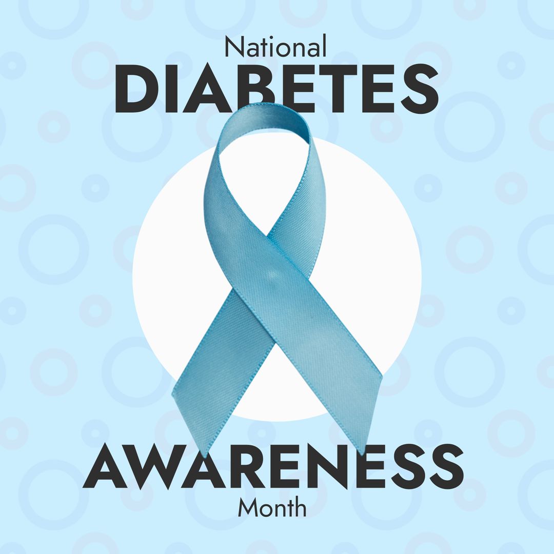 National Diabetes Awareness Month Poster with Blue Ribbon Symbol - Download Free Stock Templates Pikwizard.com