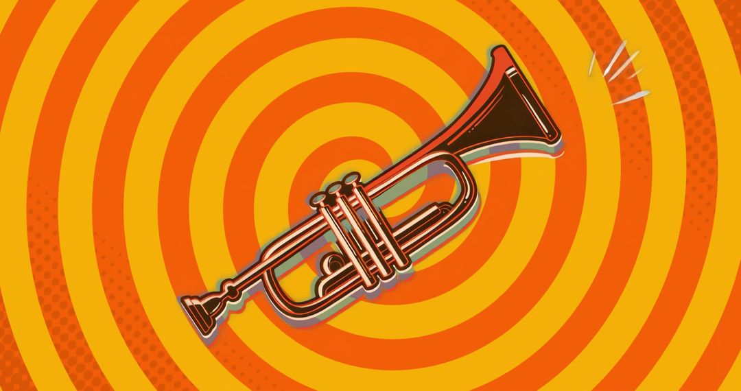 Retro Pop Art Trumpet Illustration with Vibrant Colors