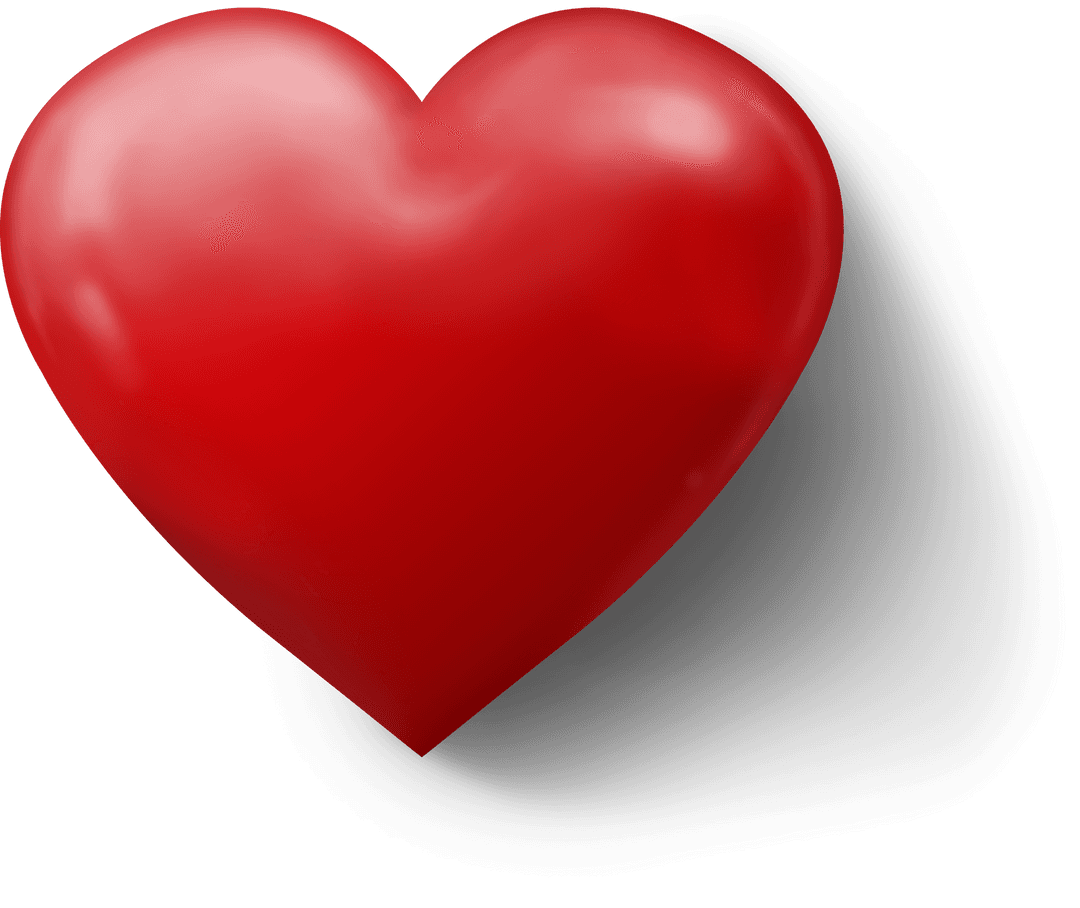Shiny Red Heart with Transparent Background Illustration