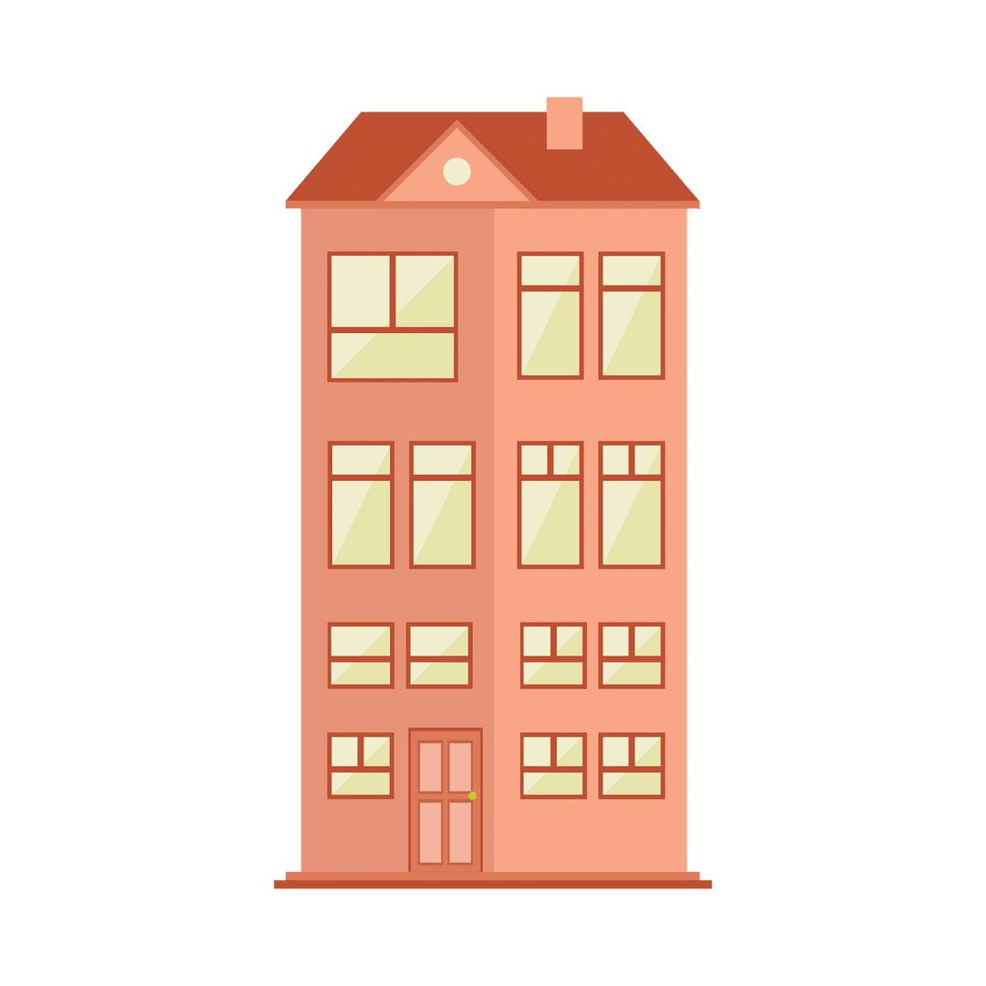 Transparent Building Elevation Illustration for Architecture Design