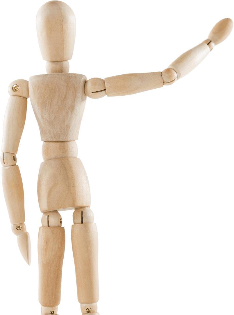 Wooden Art Mannequin Posing Transparent Background PNG