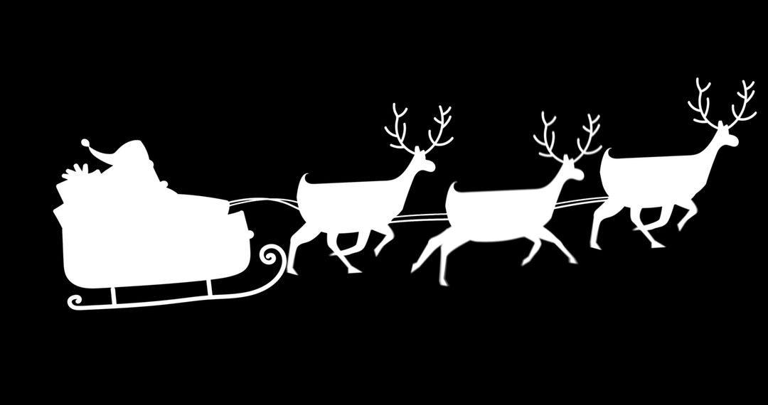 Santa Claus Sleigh with Reindeers Silhouette on Black Background - Free Images, Stock Photos and Pictures on Pikwizard.com