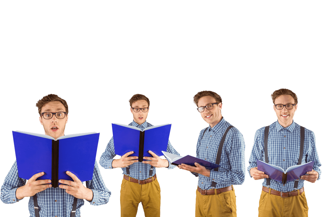 Transparent Cloned Nerd Reading Notebook Variations - Download Free Stock Images Pikwizard.com
