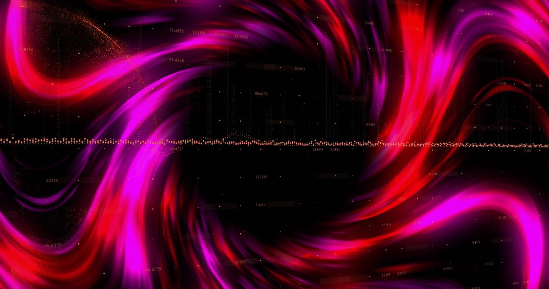 Futuristic Neon Waveforms with Data Points in Digital Space