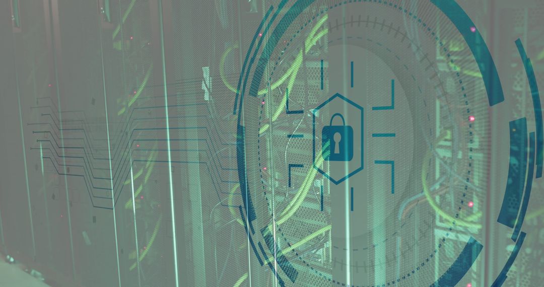 Network Security and Data Protection in Server Room Concept