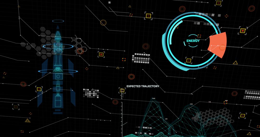 Futuristic Digital Interface of Data Processing Metrics