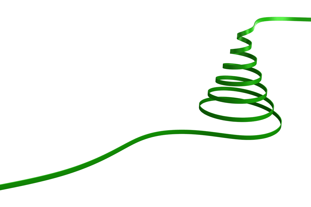 Green Curly Ribbon Ornament on Transparent Background