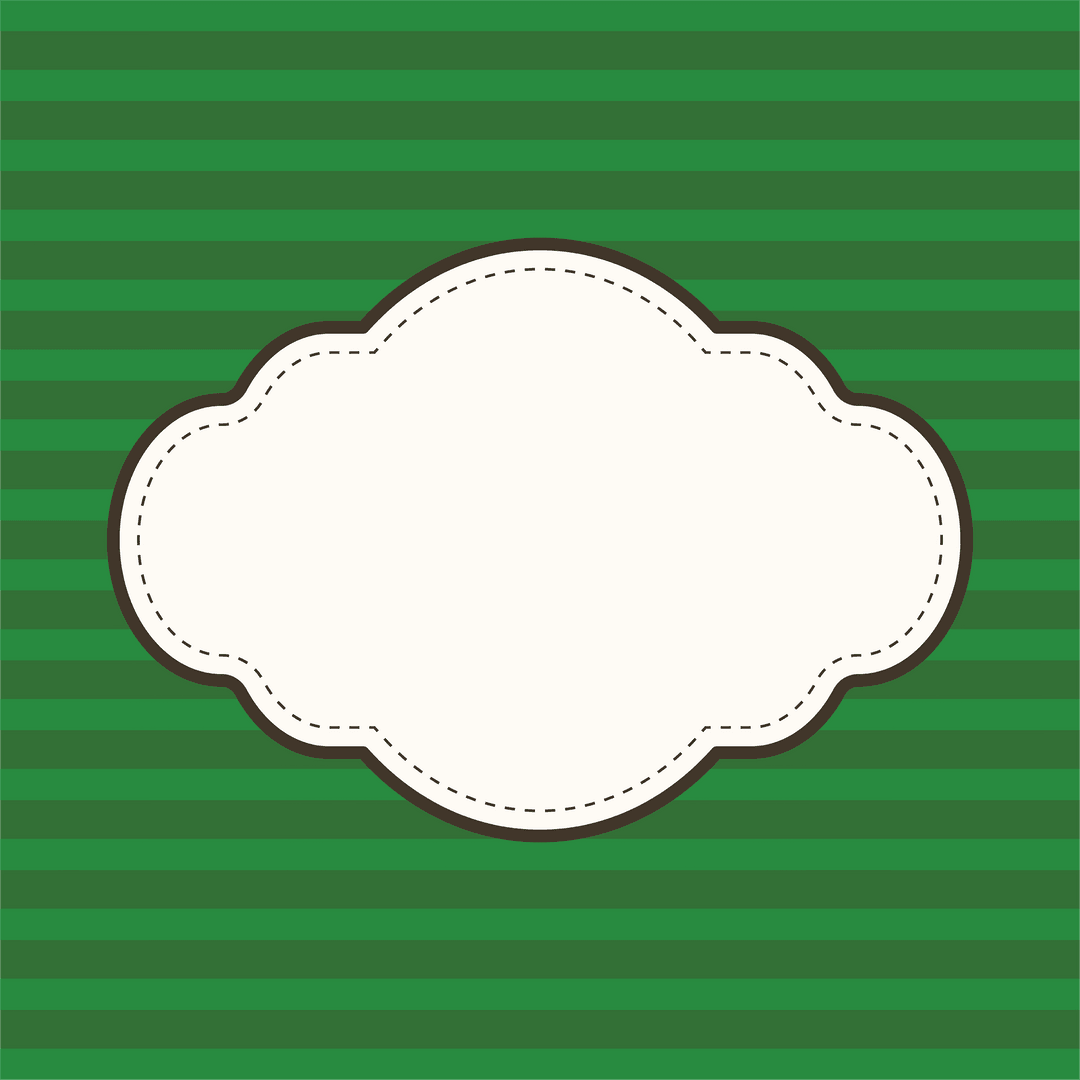 Green Striped Country Style Frame with Badge on Transparent Background