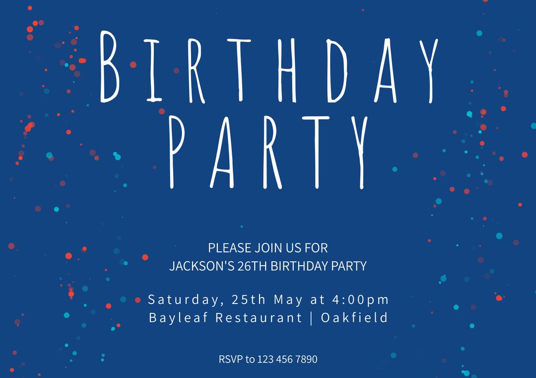 Vibrant Confetti Birthday Party Invitation Template - Download Free Stock Templates Pikwizard.com