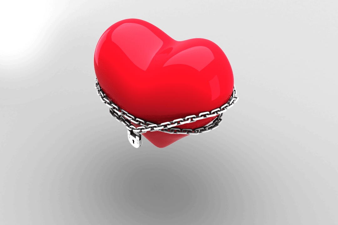 Red Heart Wrapped with Chain Transparent Background Illustration