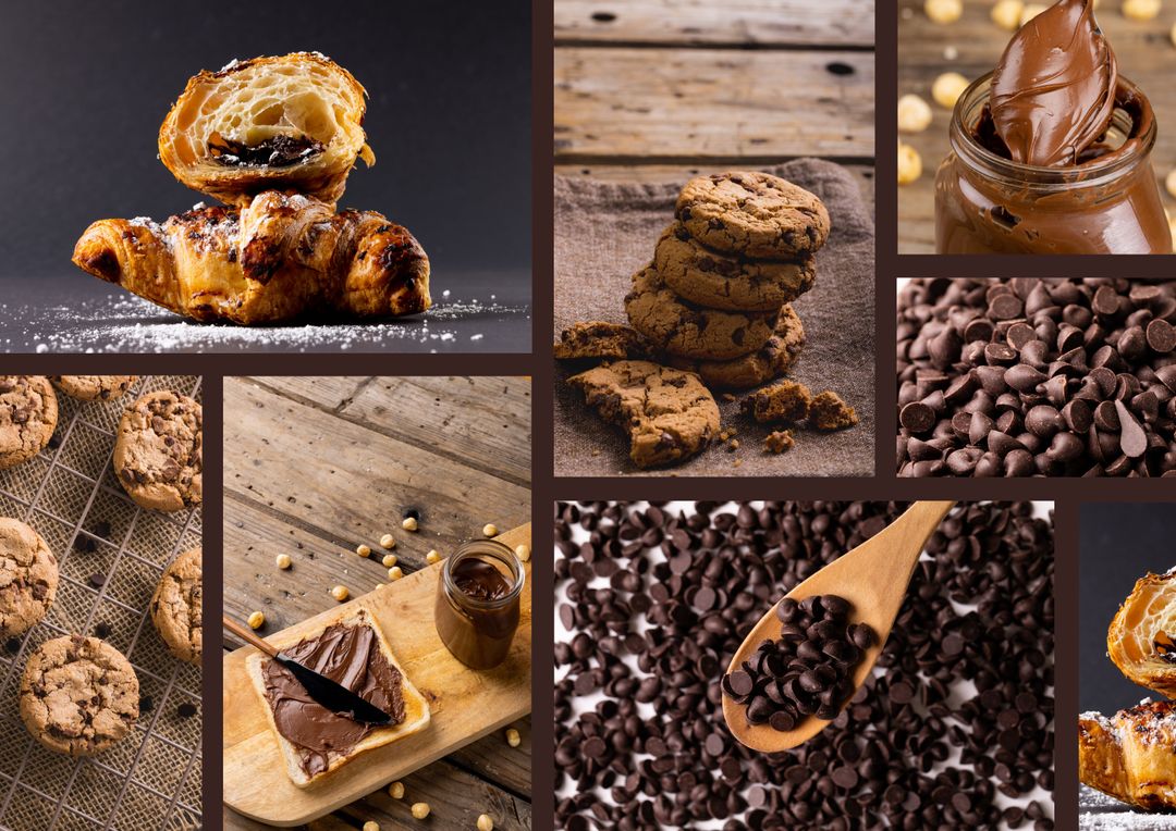 Assorted Dessert Collage: Cookies, Pastries, Chocolate Spread - Download Free Stock Templates Pikwizard.com