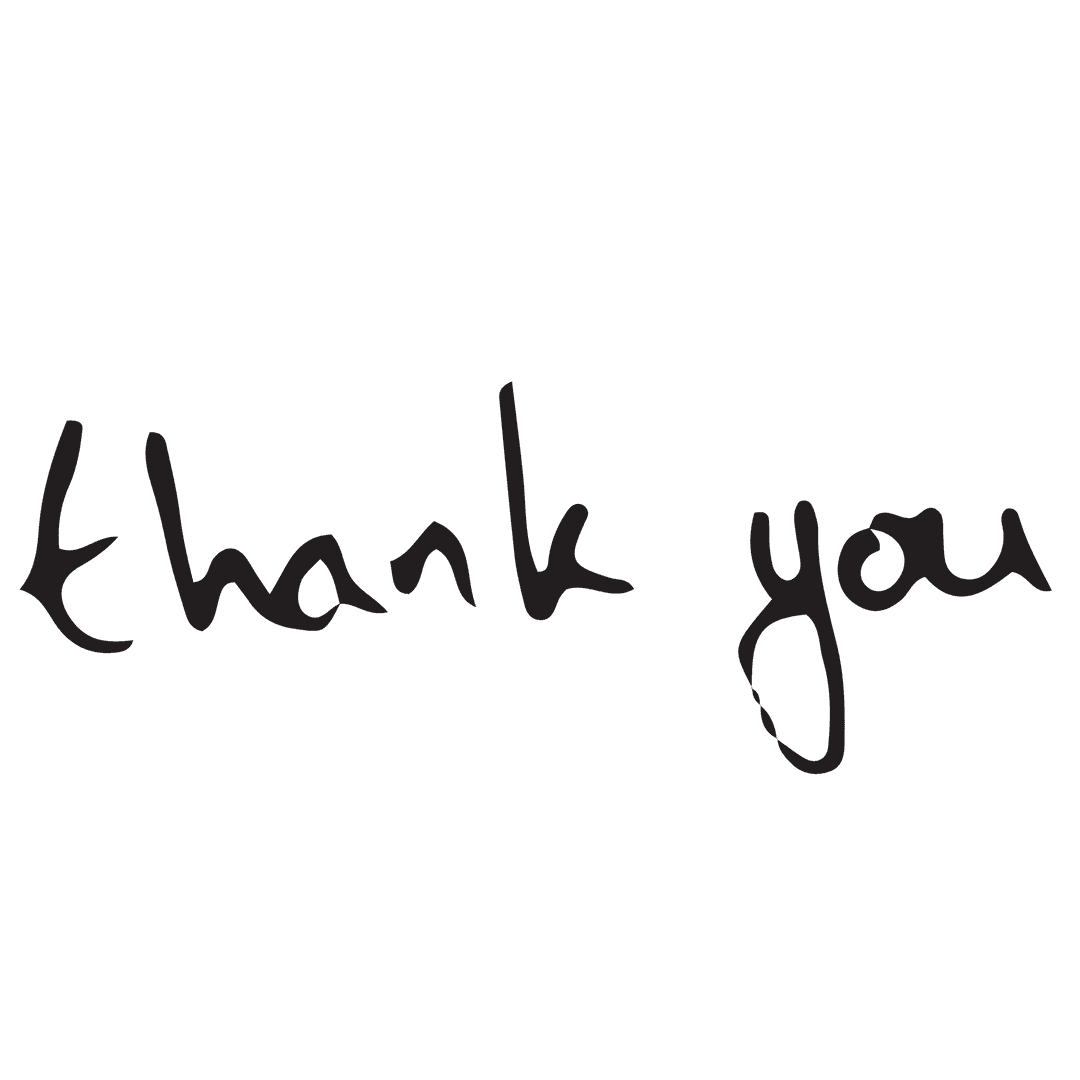 Script Fonts Thank You Text on Transparent Background