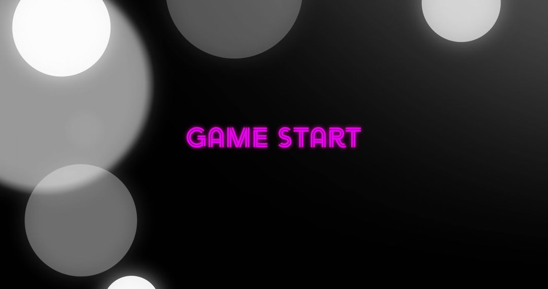 Neon Game Start Sign with Futuristic Bokeh Background