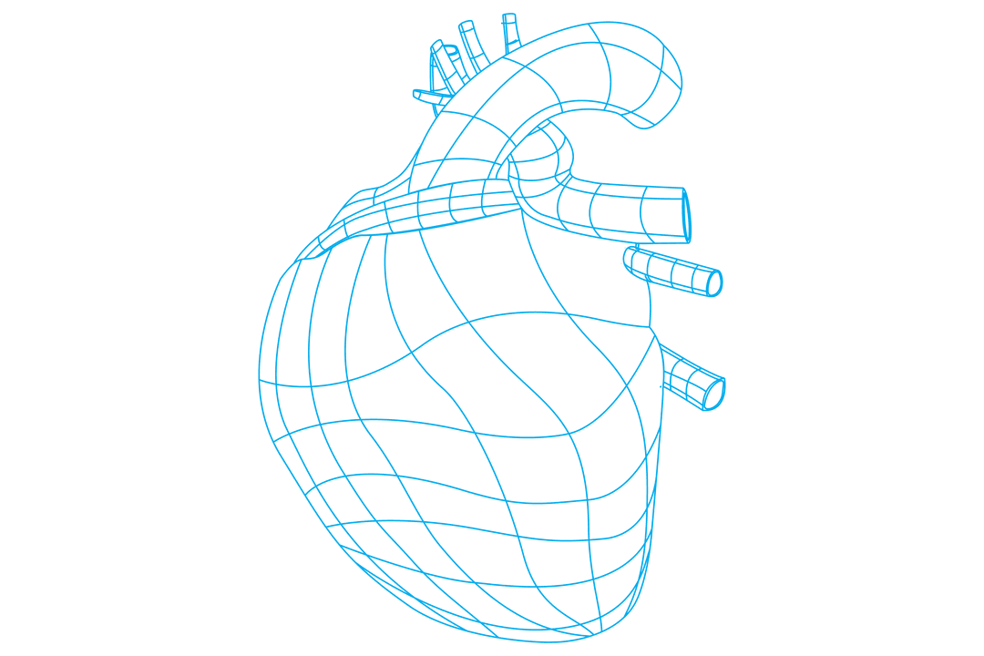Digital Heart Illustration on Transparent Background