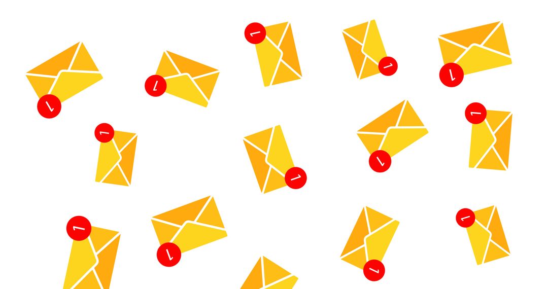 Illustration of yellow envelops representing unread emails with number 1 on white background - Free Images, Stock Photos and Pictures on Pikwizard.com
