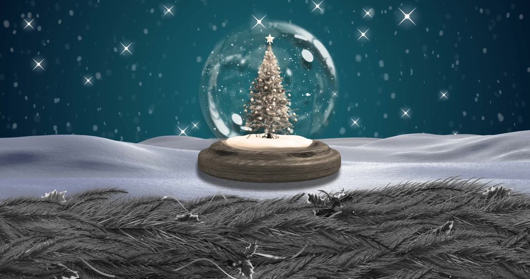 Magical Christmas Snow Globe in Winter Wonderland - Free Images, Stock Photos and Pictures on Pikwizard.com