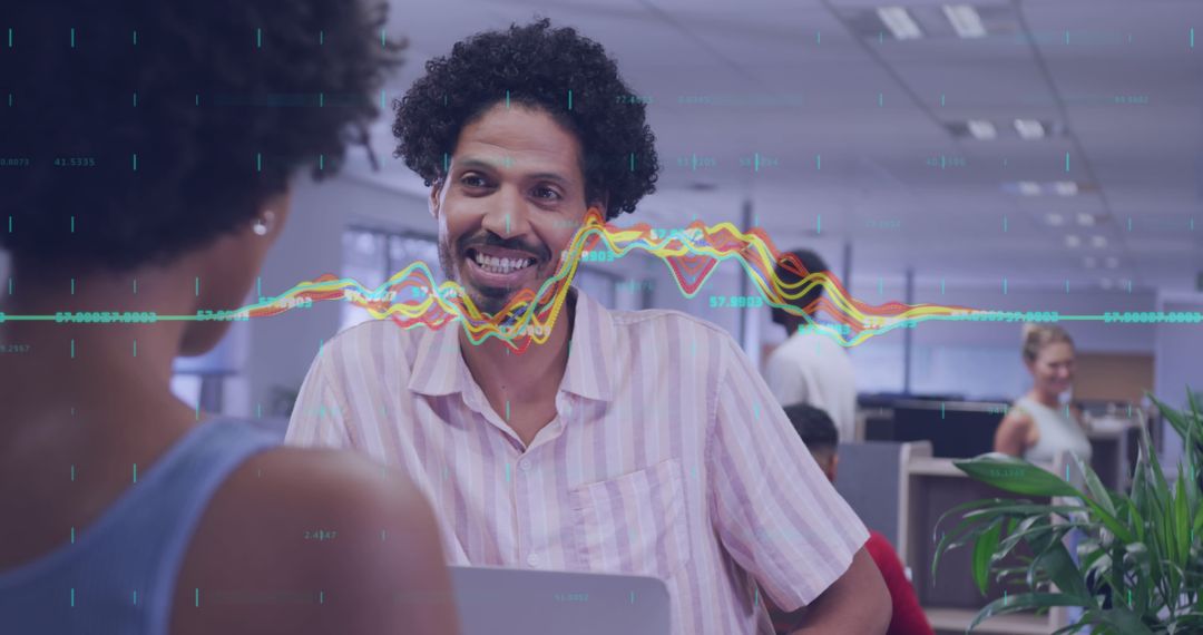 Professionals Discussing Financial Data in Modern Office