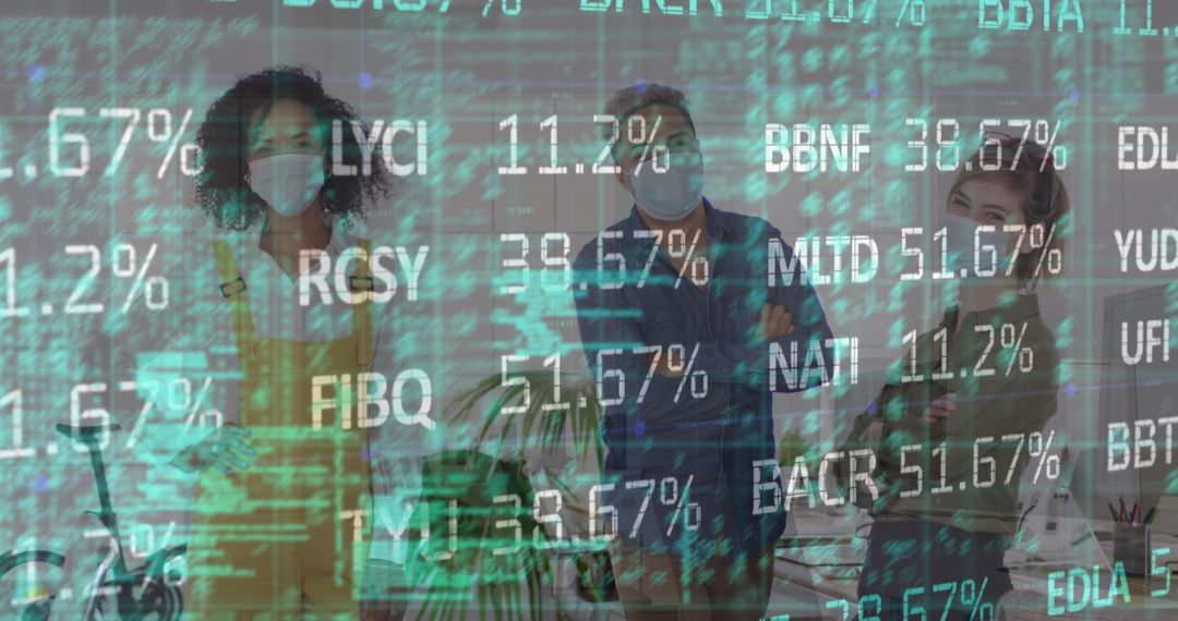 Diverse Business Colleagues Analyzing Stock Market Data in Office