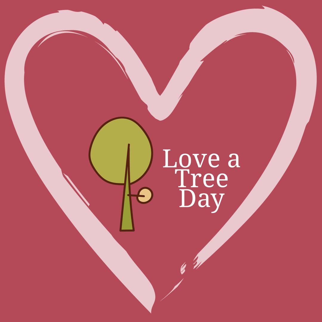 Love a Tree Day Concept with Heart and Tree Illustration