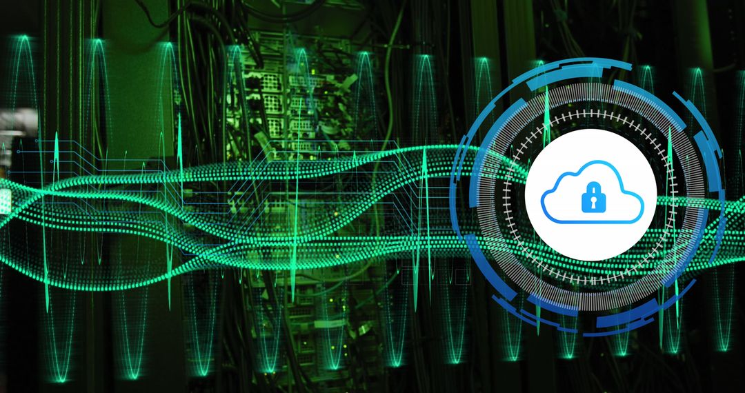 Digital data processing with secure cloud interface in server room