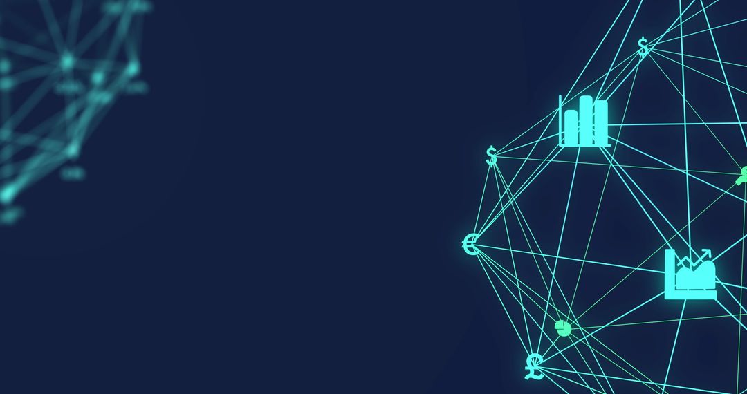 Digital Network and Business Icons on Dark Background