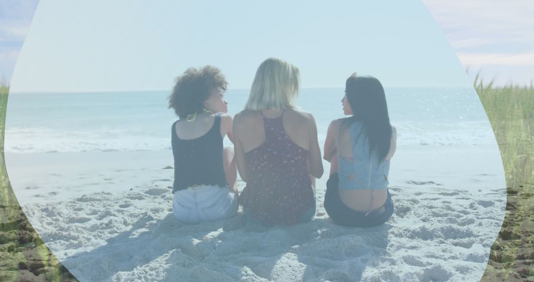 Diverse Young Women Enjoying Beach Vacation with Copy Space in Banner