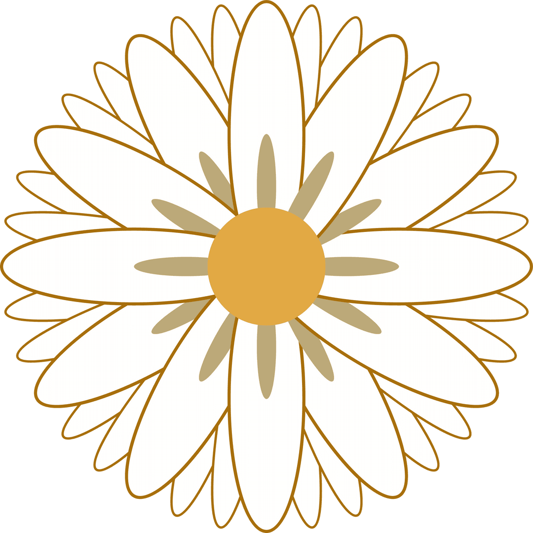 Minimalistic Transparent Daisy Illustration with Yellow Center