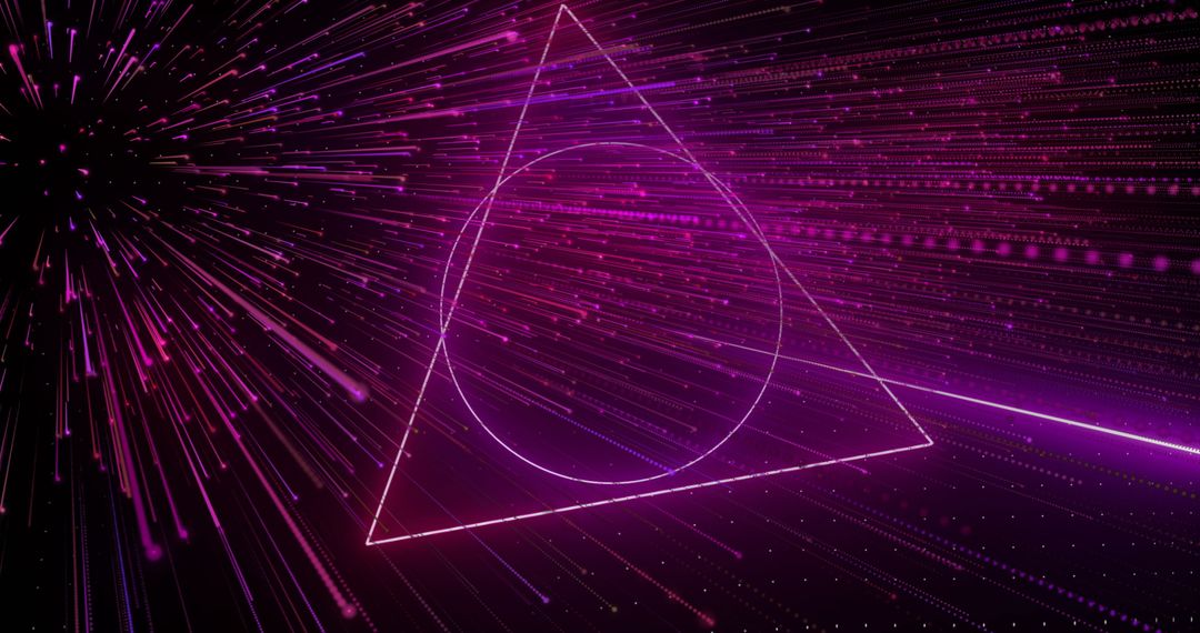 Neon Geometric Shapes Against Dazzling Light Trails