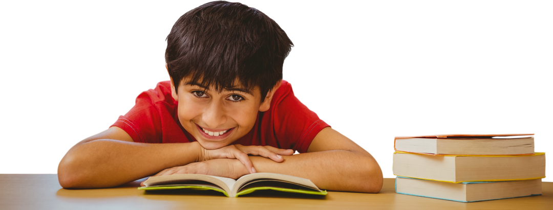 Transparent Background, Smiling Boy Reading at Library Table - Download Free Stock Images Pikwizard.com