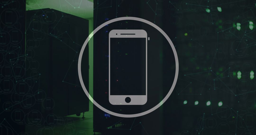 Smartphone Icon Over Green Network Background