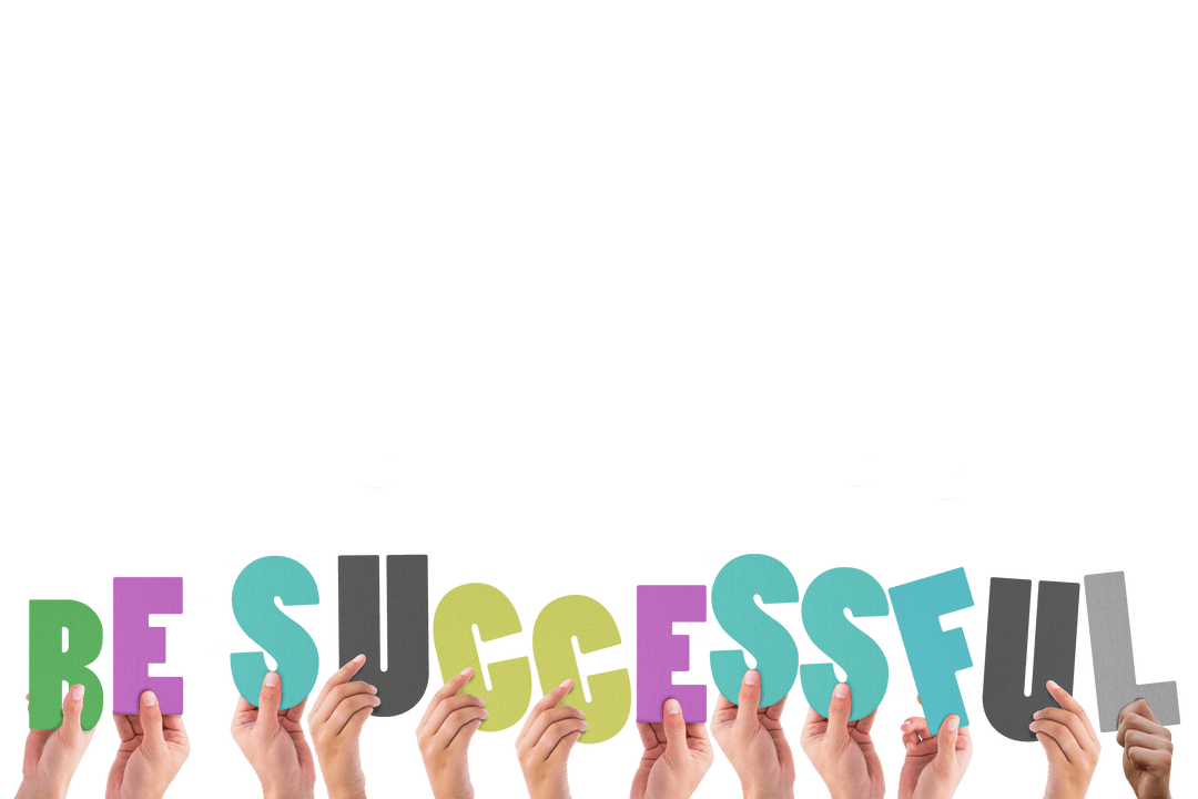 Transparent Words Held by Diverse Hands White Background Motivation