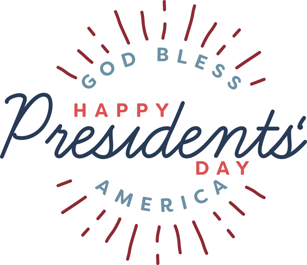 Happy Presidents' Day Text on Transparent Background