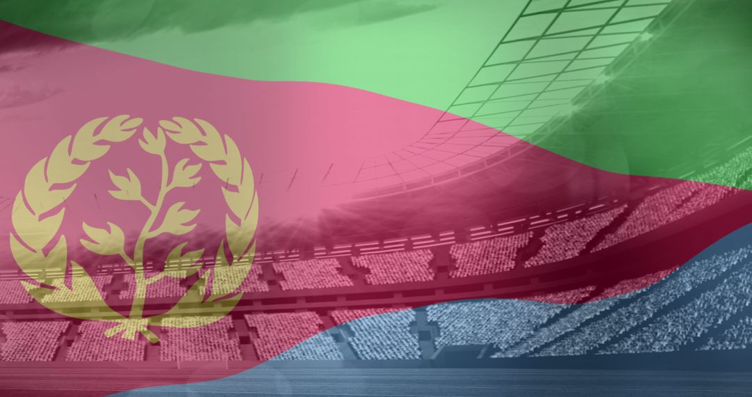 Eritrean Flag Overlay on Sports Stadium Scene - Free Images, Stock Photos and Pictures on Pikwizard.com